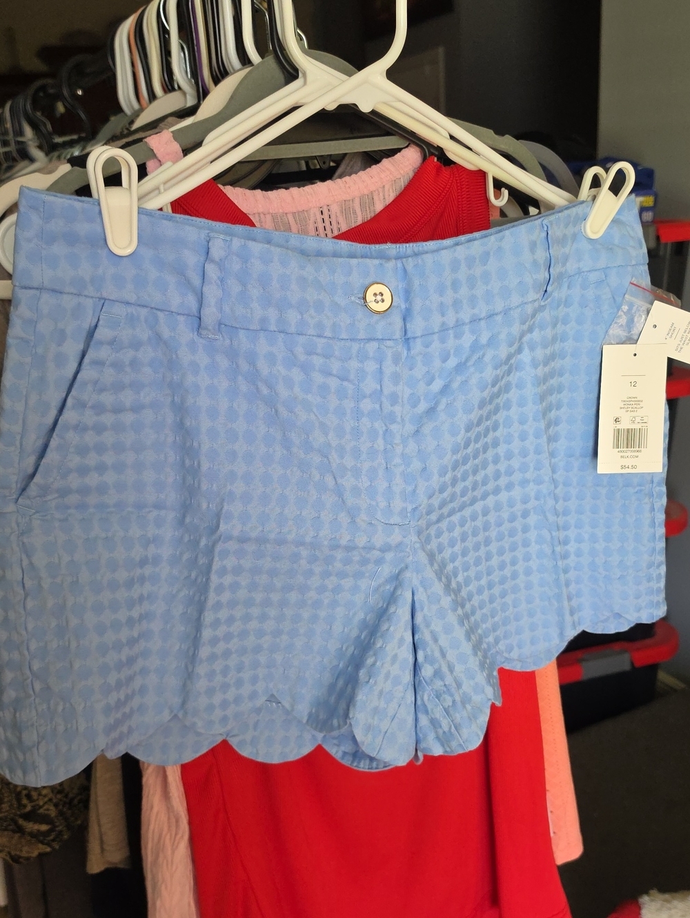 Crown & Ivy      Shelby Light Blue Scalloped Hem Women’s Shorts